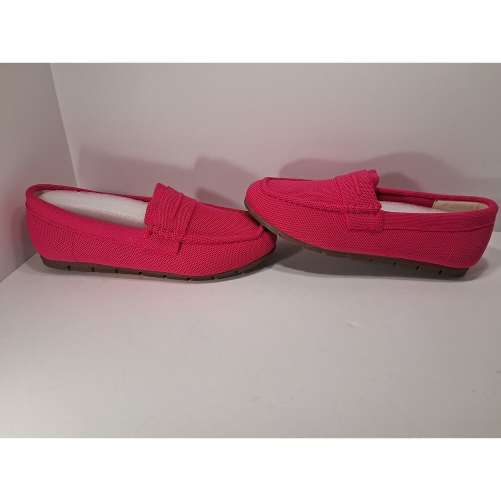 Vespiero Hot Pink Knit Penny Loafers Women's 9 Memory Foam Slip On Flats - Picture 3 of 9